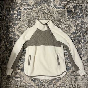White and Gray Quilted Pullover